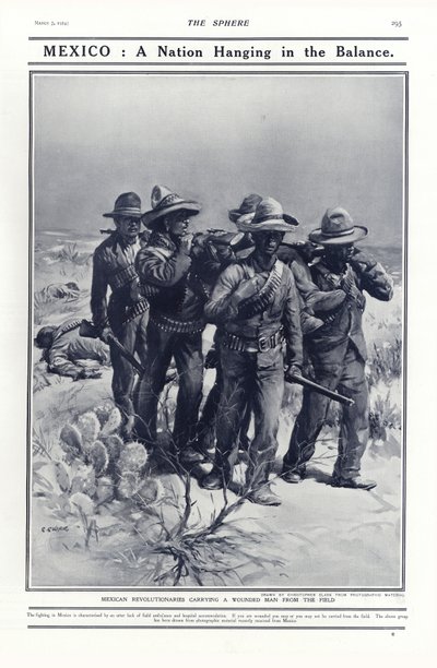 Rivoluzionari messicani che trasportano un ferito dal campo, 1914 da Addison Thomas Millar